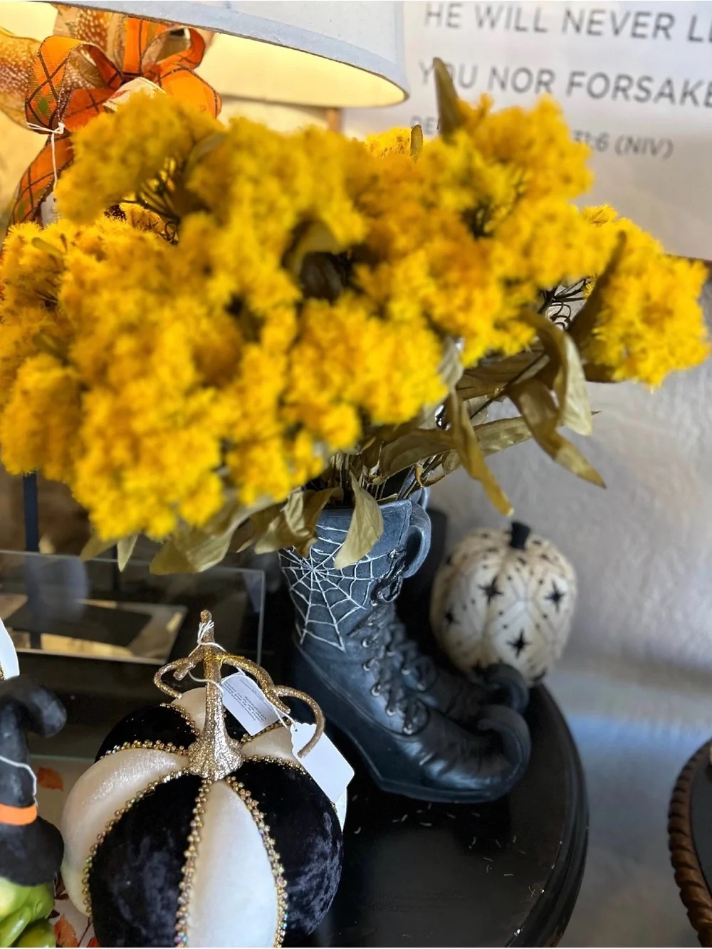 Yellow Faux Thistle Flower Bush 3-Pack Fall Florals